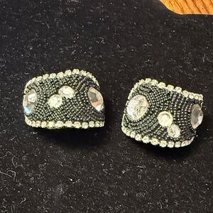 Hansen Designs Vintage Black and Silver Beaded Earrings